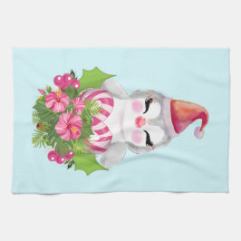 Paño De Cocina Pingüino de Navidades burdos en Santa Hat