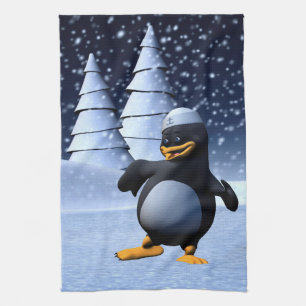 Paño De Cocina Pingüino Marinero Divertido Bailando
