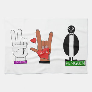 PAÑO DE COCINA PINGÜINOS ASL DEL AMOR DE LA PAZ DE LOS TEMPORERO