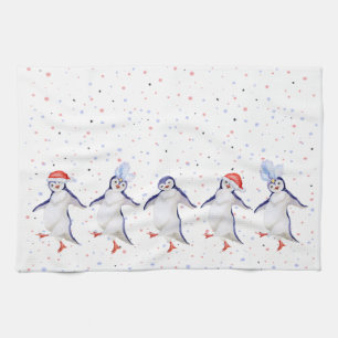Paño De Cocina Pingüinos bailarines adorables de Navidad