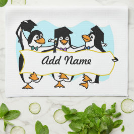 Paño De Cocina Pingüinos graduados de Personalizado lindo con pan