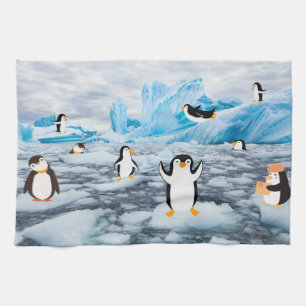 Paño De Cocina pingüinos lindos en el hielo antártico