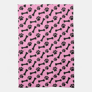 Paño De Cocina PINK and BLACK Dog Paws and Bones B06