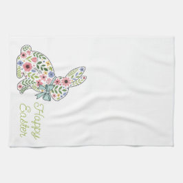 Paño De Cocina Pink and Blue Wildflower Easter Rabbit