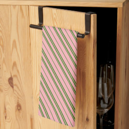 Paño De Cocina Pink and Green Candy Cane Stripes 