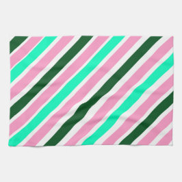Paño De Cocina Pink and Green Christmas Candy Stripes 