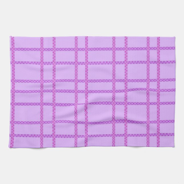 Paño De Cocina Pink and purple flower checkered pattern (Horizontal)