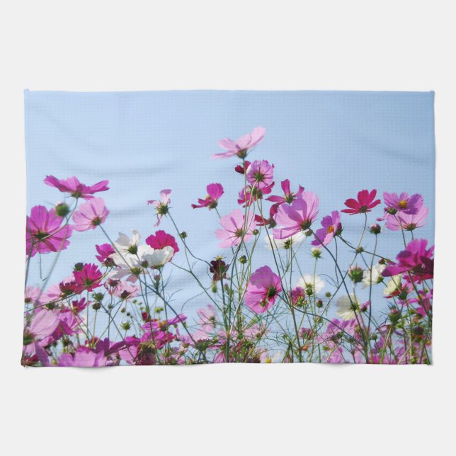 Paño De Cocina Pink and Purple Flower Meadow Photo (Horizontal)
