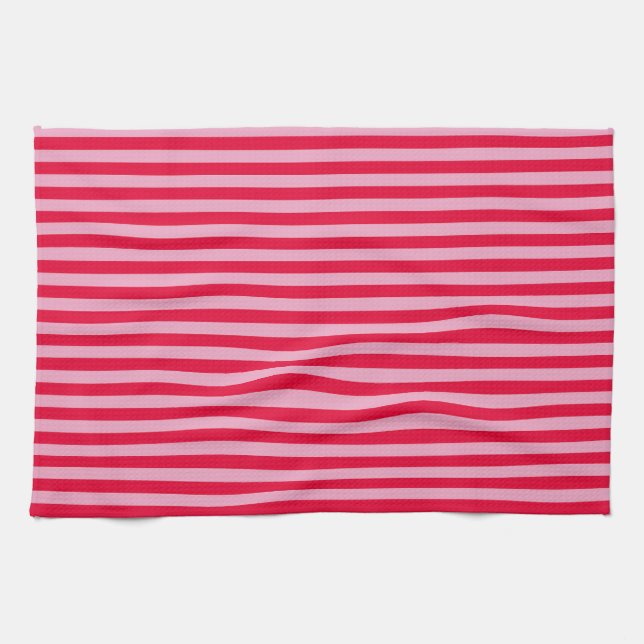 Paño De Cocina Pink and Red Striped Kitchen Towel (Horizontal)