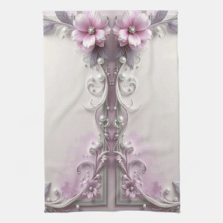 Paño De Cocina Pink Floral Frame Kitchen Towel