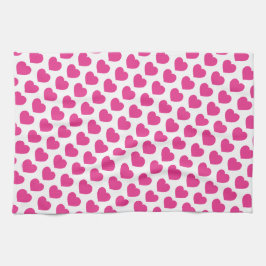 Paño De Cocina Pink Heart Modern Sweet Love Notes Fun