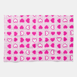 Paño De Cocina Pink Heart Pastel Fun Squares
