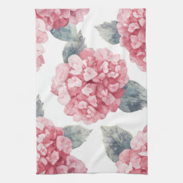Paño De Cocina Pink Hydrangeas Watercolor Floral Blooms Painting