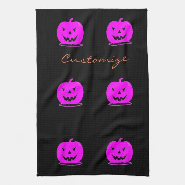 Paño De Cocina Pink Jack o'lantern Halloween Thunder_Cove (Vertical)