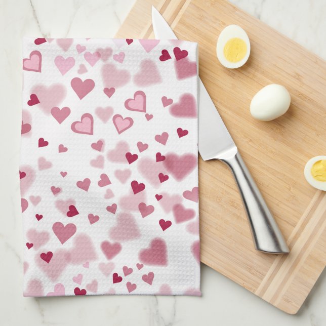 Paño De Cocina  Pink Lovely Hearts Pattern  (Doblado Cuarto)