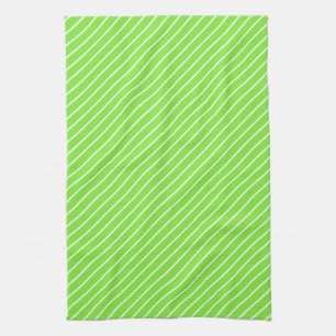 Paño De Cocina Pinstripes diagonales: verde limón y blanco