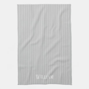 Paño De Cocina Pinstripes gris claro personalizado