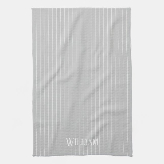 Paño De Cocina Pinstripes gris claro personalizado (Vertical)