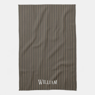 Paño De Cocina Pinstripes retro castaño personalizado