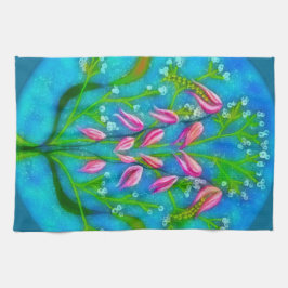 Paño De Cocina Pintado acrílico de flores de playa