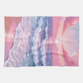 Paño De Cocina Pintado costero en la orilla de la playa rosa