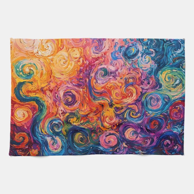 Paño De Cocina Pintado de aceite de Swichedelic Swirls (Horizontal)