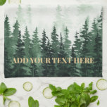 Paño De Cocina Pintado de bosques de acuarela personalizado<br><div class="desc">Elegante toalla de cocina personalizada pintada en un bosque verde acuarela.</div>