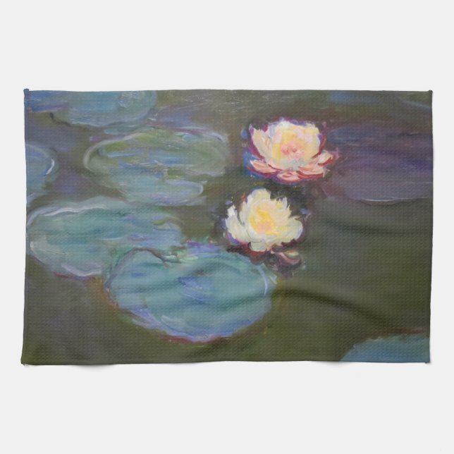 Paño De Cocina Pintado de naves acuáticas de Monet Water Lily Lil (Horizontal)
