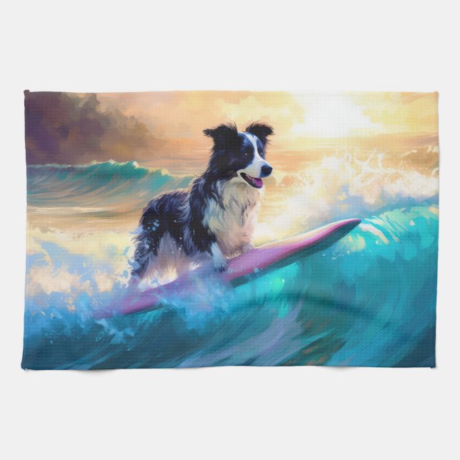 Paño De Cocina Pintado de surf en la playa de Collie (Horizontal)
