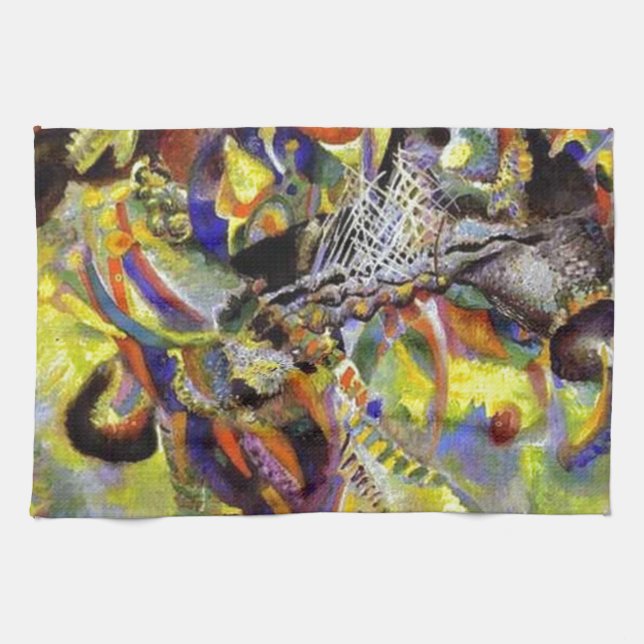 Paño De Cocina Pintura abstracta de la fiebre por Kandinsky (Horizontal)