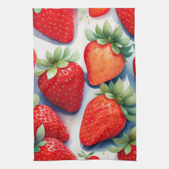 Paño De Cocina Pintura acuarela de fresas (Vertical)