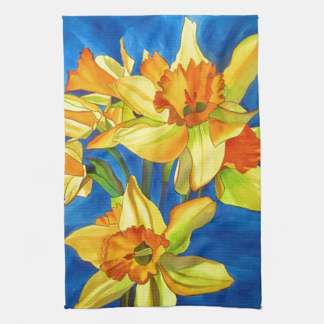 Paño De Cocina Pintura acuarela de narciso amarillo (Vertical)