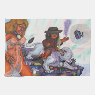 Paño De Cocina Pintura al acuarela Eros cabalga sobre la leona Au