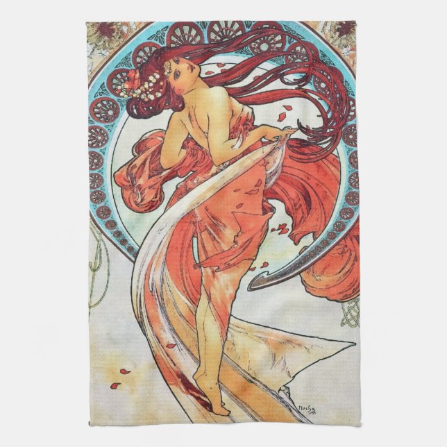 Paño De Cocina Pintura Art Nouveau de Alphonse Mucha Dance (Vertical)