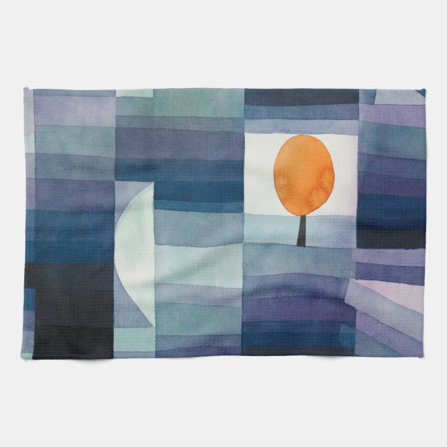 Paño De Cocina Pintura azul del árbol abstracto de Paul Klee (Horizontal)