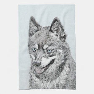 Paño De Cocina Pintura de Alaskan Klee Kai - Arte Perro Original.