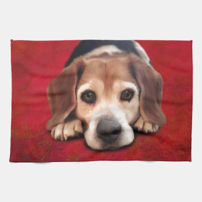 Paño De Cocina Pintura de arte beagle Bella Artes Dog (Horizontal)