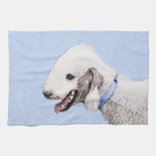 Paño De Cocina Pintura de Bedlington Terrier - Original Perro Art