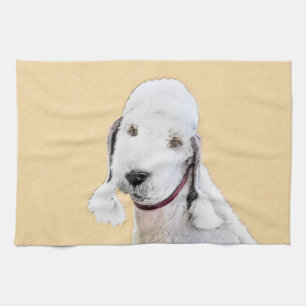 Paño De Cocina Pintura de Bedlington Terrier - Original Perro Art
