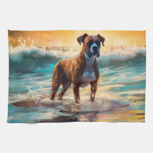Paño De Cocina Pintura de Boxer Beach Surfing