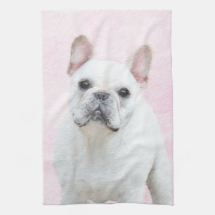Paño De Cocina Pintura de Bulldog francés (crema/blanco) - Arte 