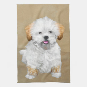 Paño De Cocina Pintura de cachorro de Aprenta Lhasa - Arte de Per