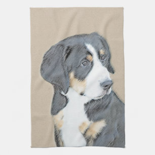 Paño De Cocina Pintura de cachorro de perro de montaña de Berna -