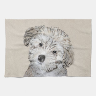 Paño De Cocina Pintura de cachorro habanesa - Arte de perro origi