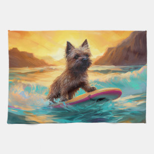 Paño De Cocina Pintura de Cairn Terrier Beach Surfing