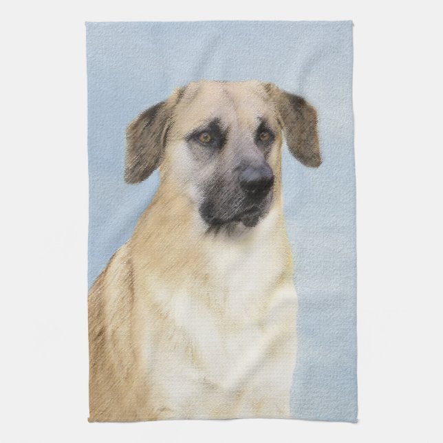 Paño De Cocina Pintura de Chinook (Orejas caídas) - Arte Perro Or (Vertical)