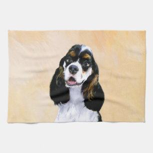 Paño De Cocina Pintura de Cocker Spaniel (Parti) - Arte Perro Ori