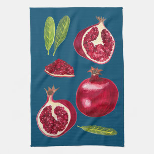 Paño De Cocina Pintura de color de agua de Pomegranates del otoñ