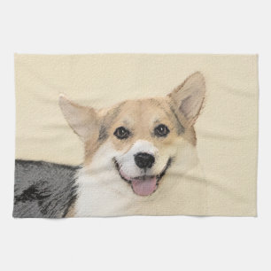 Paño De Cocina Pintura de Corgi galés Pembroke - Arte Perro Orig
