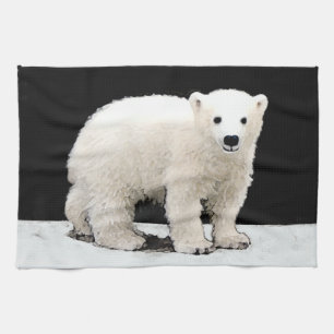 Paño De Cocina Pintura de cubo de oso polar - Arte original de vi